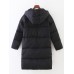 Women Solid Color Zipper Hooded Thick Winter Coats