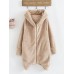 Women Fleece Zipper Solid Color Long Sleeve Coats