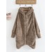 Women Fleece Zipper Solid Color Long Sleeve Coats