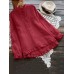 Plus Size Elegant Long Sleeve Ruffles Hem Cotton Blouse for Women