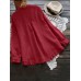 Plus Size Elegant Long Sleeve Ruffles Hem Cotton Blouse for Women