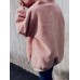 Thick Faux Fur Hooded Solid Color Long Sleeve Sweatshirt