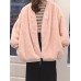 Thick Faux Fur Solid Color Long Sleeve Oversized Coats