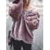 Women Fluffy Solid Color Zipper Hooded Sweatshirt