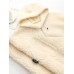 Women Lambswool Loose Pockets Zipper Hooded Sweatshirt