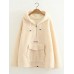 Women Lambswool Loose Pockets Zipper Hooded Sweatshirt