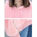 Women Casual Solid Color Zipper Fuzzy Hooded Sweatshirt