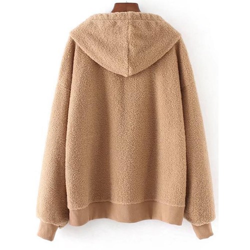 Women Long Sleeve Solid Color Pullovers Hooded Sweatshirt