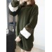 Women Elegant Patchwork Fleece O-neck Long Sweatshirt