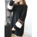 Women Elegant Patchwork Fleece O-neck Long Sweatshirt