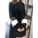 Women Elegant Patchwork Fleece O-neck Long Sweatshirt