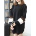 Women Elegant Patchwork Fleece O-neck Long Sweatshirt