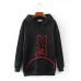 Plus Size Cartoon Print Fleece Velour Pockets Hooded Sweatshirt