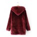 Women Casual Velvet Thick Solid Color Hooded Sweatshirt