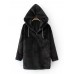 Women Casual Velvet Thick Solid Color Hooded Sweatshirt