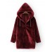 Women Casual Velvet Thick Solid Color Hooded Sweatshirt