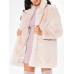 Plus Size Women Elegant Fluffy Solid Color Pockets Thick Coats