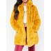 Plus Size Women Elegant Fluffy Solid Color Pockets Thick Coats