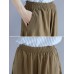 Women Casual Elastic Waist Cotton Linen Baggy Harem Pants with Pockets