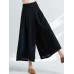 Women Vintage Embroidery Cotton Linen Wide Leg Loose Pants