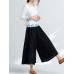 Women Vintage Embroidery Cotton Linen Wide Leg Loose Pants