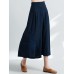 Women Vintage Embroidery Cotton Linen Wide Leg Loose Pants