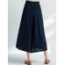 Women Vintage Embroidery Cotton Linen Wide Leg Loose Pants