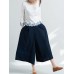 Women Vintage Embroidery Cotton Linen Wide Leg Loose Pants