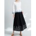 Women Ethnic Style Vintage Embroidery Cotton Linen Wide Leg Pants