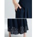 Women Ethnic Style Vintage Embroidery Cotton Linen Wide Leg Pants