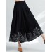 Women Ethnic Style Vintage Embroidery Cotton Linen Wide Leg Pants