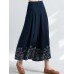 Women Ethnic Style Vintage Embroidery Cotton Linen Wide Leg Pants