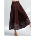 Women Ethnic Style Vintage Embroidery Cotton Linen Wide Leg Pants