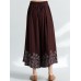 Women Ethnic Style Vintage Embroidery Cotton Linen Wide Leg Pants