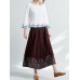 Women Ethnic Style Vintage Embroidery Cotton Linen Wide Leg Pants