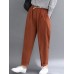 Work Style Solid Color Elastic Waist Harem Pants with Pockets