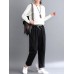 Work Style Solid Color Elastic Waist Harem Pants with Pockets