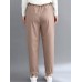 Work Style Solid Color Elastic Waist Harem Pants with Pockets