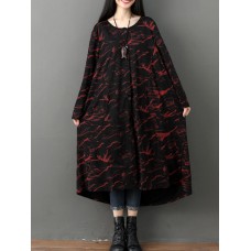 Women Vintage Printed Long Sleeve Loose Outerwear Cardigans