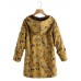 Plus Size Women Vintage Floral Print Long Sleeve Hooded Coats with Pockets