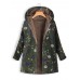 Plus Size Women Vintage Floral Print Long Sleeve Hooded Coats with Pockets