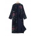 Plus Size Vintage Floral Print Frog Button Long Trench Coats For Women