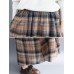 Women Vintage Elastic Waist Plaid A-line Maxi Skirts with Pockets