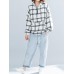 Women Sport Long Sleeve Plaid Pocket Zipper Hoodies Sweatshirts