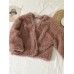 Women Trendy Solid Color Fluffy Short Cardigan Coats