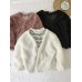 Women Trendy Solid Color Fluffy Short Cardigan Coats