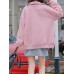 Women Fluffy Causal Pink Fleece Long Sleeve Zipper Pockets Coats