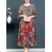 Plus Size Elegant Art Print Loose Dress For Women