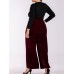 Women Elegant Velvet Elastic Waist Wide Leg Pants with Belt