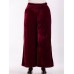 Women Elegant Velvet Elastic Waist Wide Leg Pants with Belt